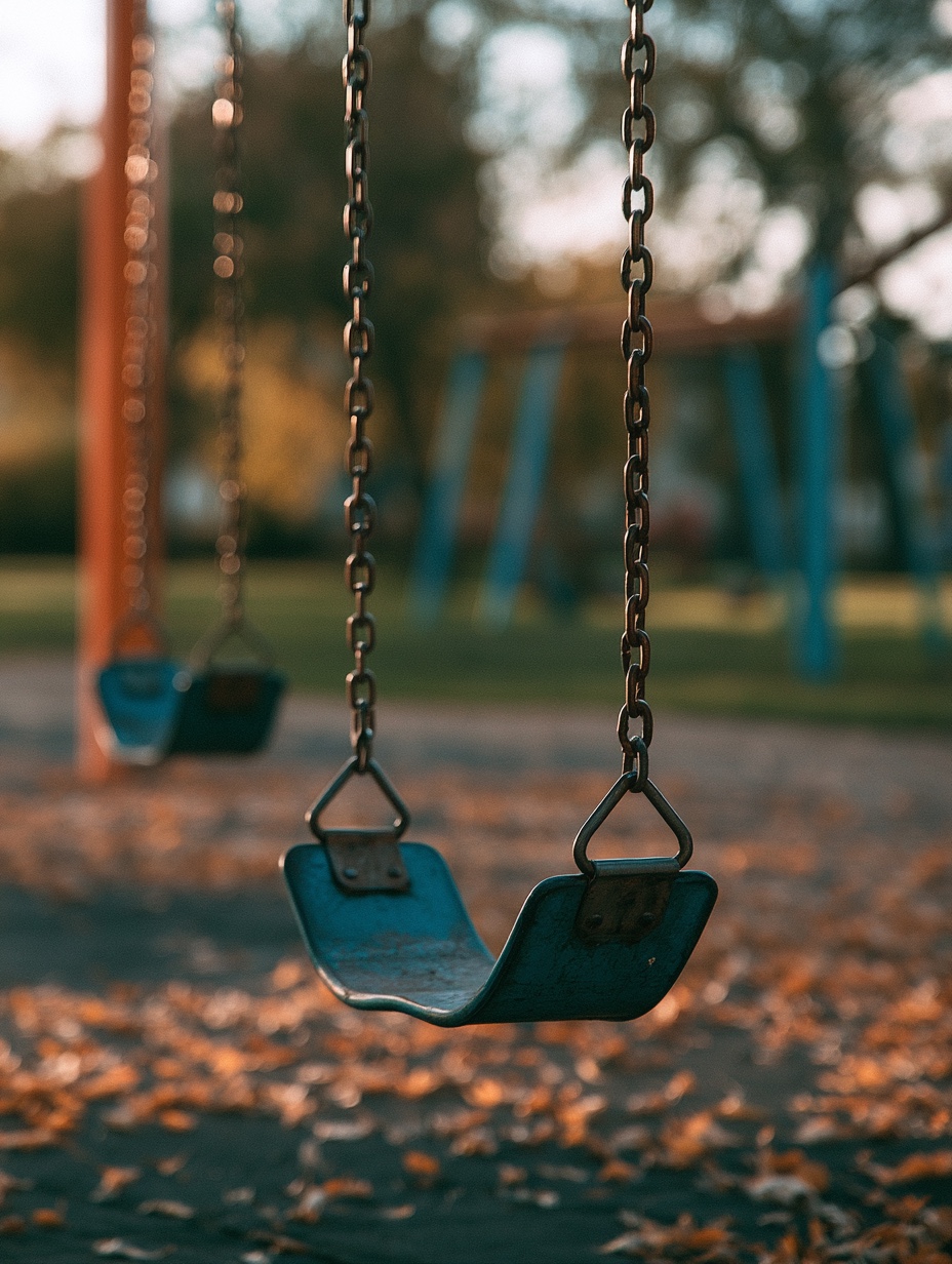 An empty playground swing